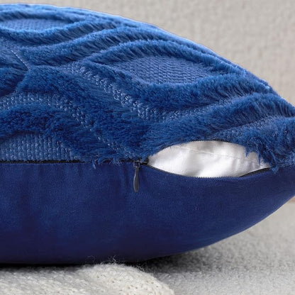 MIULEE Dark Blue Throw Pillow Covers 16x16 Inch, Soft Winter Plush Faux Wool - Image 4