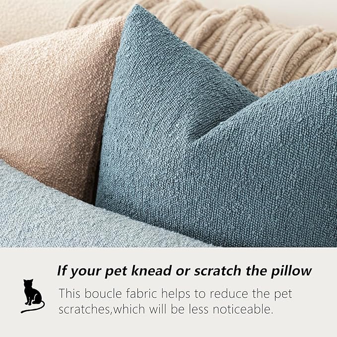 Foindtower Pack of 2 Textured Boucle Throw Pillow Covers Accent Solid - Image 4