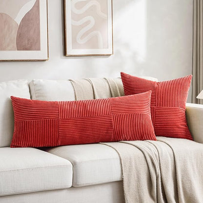 Fancy Homi 2 Packs Red Decorative Throw Pillow Covers 16x16 Inch - Image 5