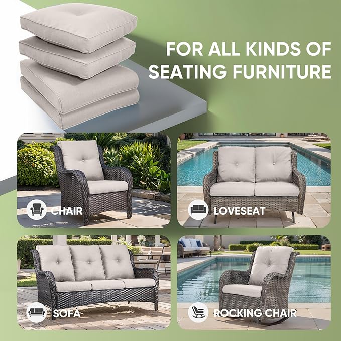 Outdoor Chair Cushion Set of 2, Waterproof Outdoor Seat Cushions 25x22 - Image 3