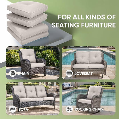 Outdoor Chair Cushion Set, 25 x 22 Deep Seat Cushion, Patio Chair Cushions - Image 3