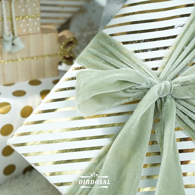 Sage Green Velvet Ribbon 1.5 inch Green Frayed Velvet Ribbon Dusty Green Raw - Image 8