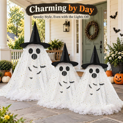 3 Pack Light Up Ghosts Halloween Decorations Indoor Home Table & Outdoor