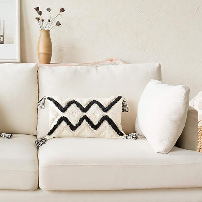 Woven Tufted Boho Lumbar Throw Pillow Cover, Modern Decorative Geometric - Image 5