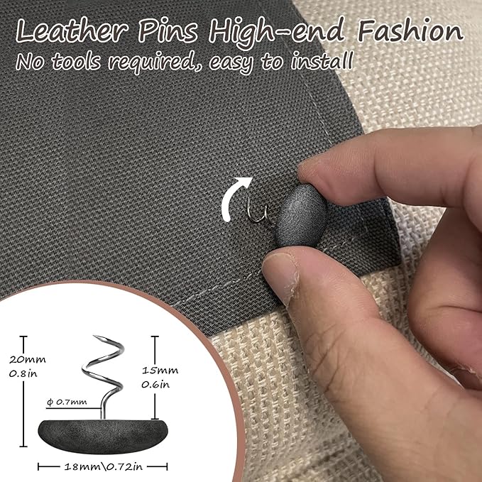 Leather Upholstery Twist Pins for Bed Skirts – 12 Pack Fabric Holders and Tacks - Image 2