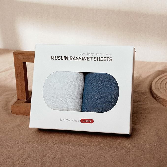 Muslin Bassinet Fitted Sheets, 2 Pack - Image 9