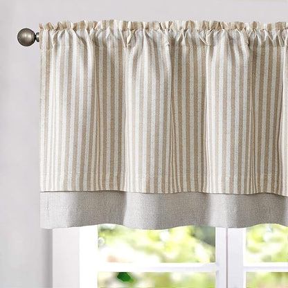 jinchan Linen Striped Valance for Windows 16 Inch Blackout Drapes for Small by JINCHAN