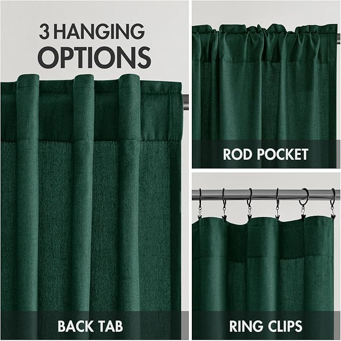 MIULEE Non-See-Through Privacy Linen Curtains 2 Panels, Christmas Emerald Green - Image 5