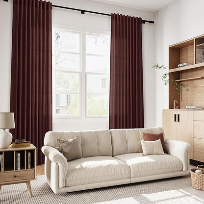 Reddish Brown Linen Curtains 90 Inch Long 2 Panels Set - Image 7