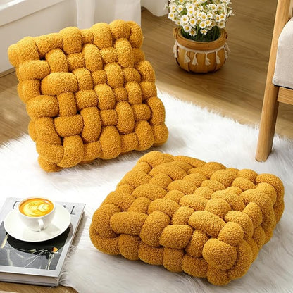 Wenqik 2 Pcs Knot Pillows Square Knotted Plush Throws Soft Accent Pillows - Image 4