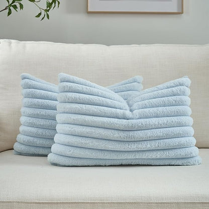 FUTEI Light Blue Throw Pillow Covers Set of 2, 12x20 Inch Striped Texture by FUTEI