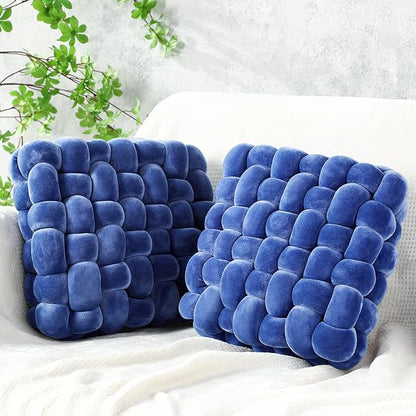 Wenqik 2 Pcs Knot Pillows Square Knotted Plush Throws Soft Accent Pillows by Wenqik