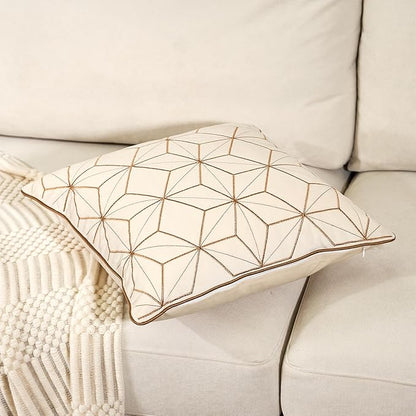 Aeckself White Velvet Pillow Cover 20 x 20 Inch, Luxury Modern Square Gold - Image 3