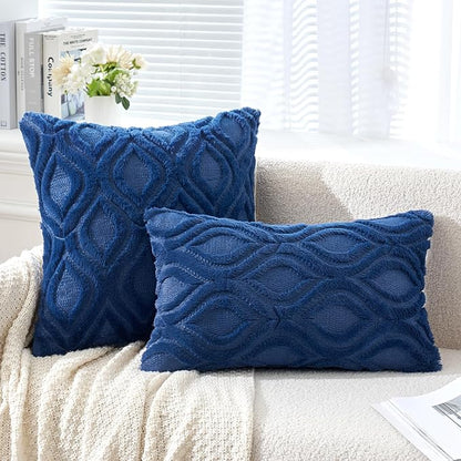 MIULEE Dark Blue Throw Pillow Covers 16x16 Inch, Soft Winter Plush Faux Wool - Image 2