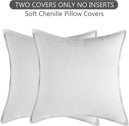 Stellhome Soft Chenille Decorative Pillow Covers 20x20 Inch Natural Light Grey - Image 6