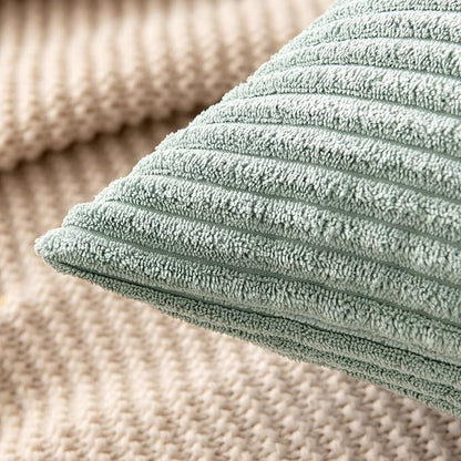 MIULEE Pack of 2 Corduroy Pillow Covers Super Soft Throw Pillow Covers Striped - Image 2