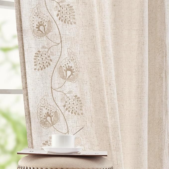 jinchan Linen Paisley Curtains 84 Inch Long by JINCHAN