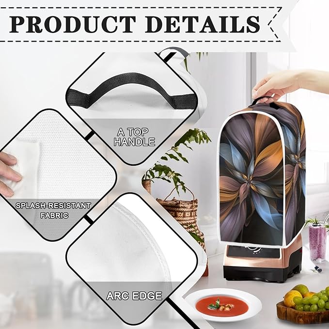 Brown Flower Blender Cover Dust Proof Washable Small Appliance Cover, Durable - Image 3