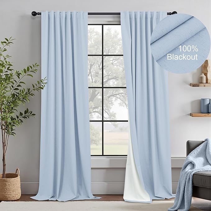 Light Blue Curtains 84 Inch Length by DANCURTON