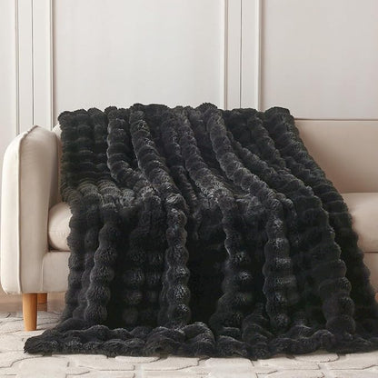 COOVA Faux Fur Throw Blanket for Couch, Cozy Soft and Fuzzy Plush Rabbit Fur - Image 2