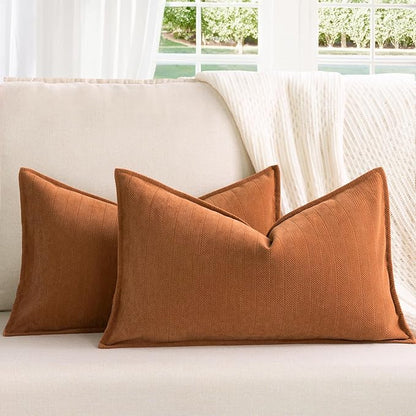 ZWJD Orange 12x20 Pillow Covers Set of 2 Chenille Throw Pillow Covers by ZWJD