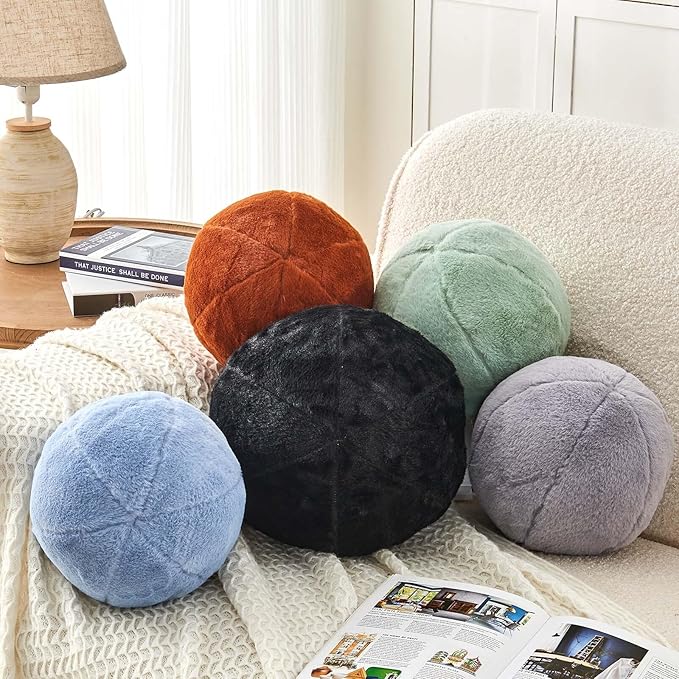 Uvvyui Sage Green Ball Pillow, Ball Shaped Pillow Plush Cushion - Image 4