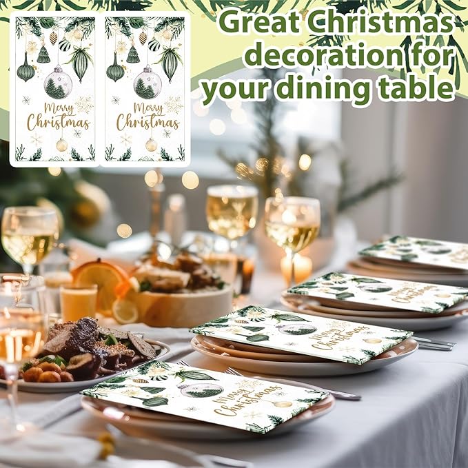 Peryiter 100 Pcs Merry Christmas Holiday Paper Napkins Farmhouse Christmas - Image 5