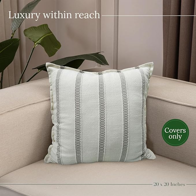 SanVia Grey Hearth Premium Cotton Throw Pillow Covers, 20 x 20 Inches, - Image 5