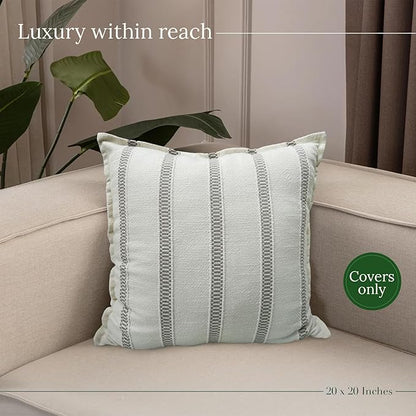 SanVia Grey Hearth Premium Cotton Throw Pillow Covers, 20 x 20 Inches, - Image 5