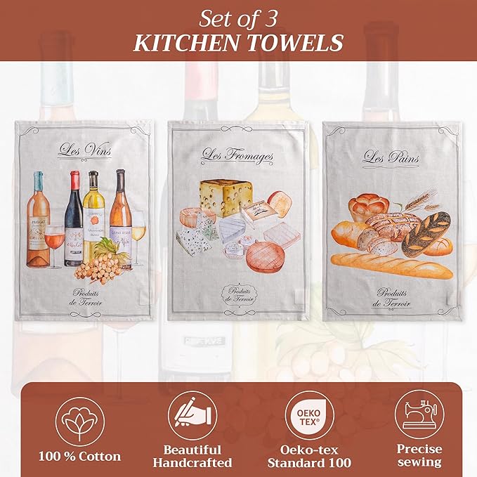 Maison d' Hermine Kitchen Towels Set of 3 100% Cotton 27.50" x 20" Reusable - Image 2