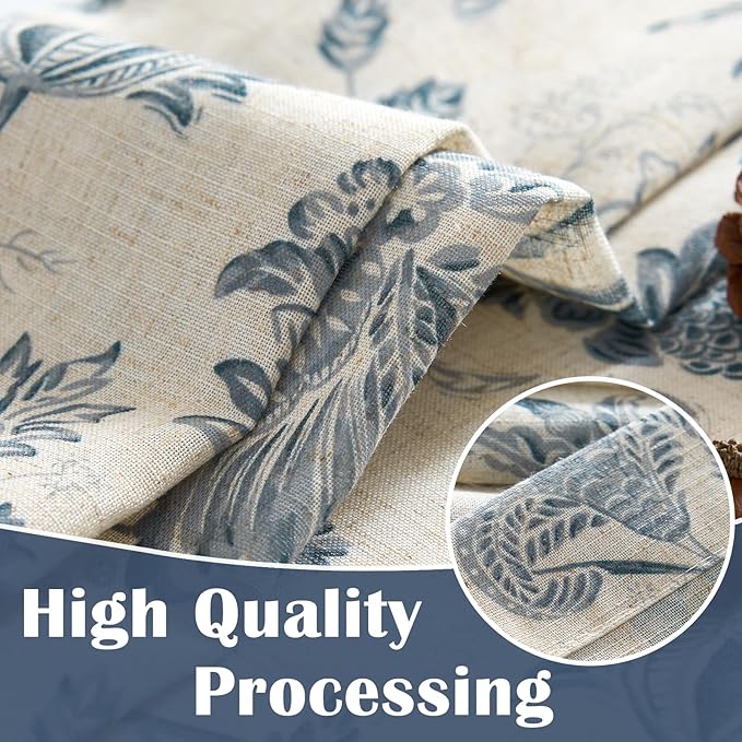 jinchan Floral Linen Tier Curtains 24 Inch Farmhouse Cafe Curtains Rod Pocket - Image 8