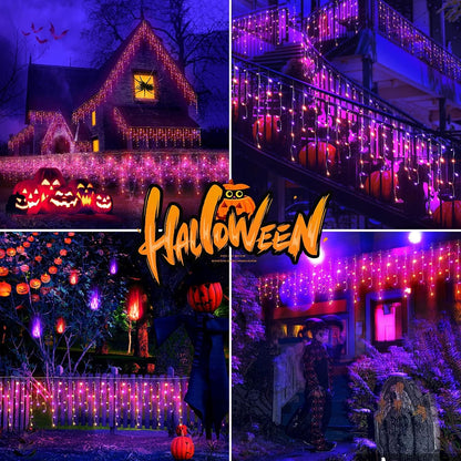 65FT 640 LED Orange Purple Halloween Lights Outdoor Fairy String Lights