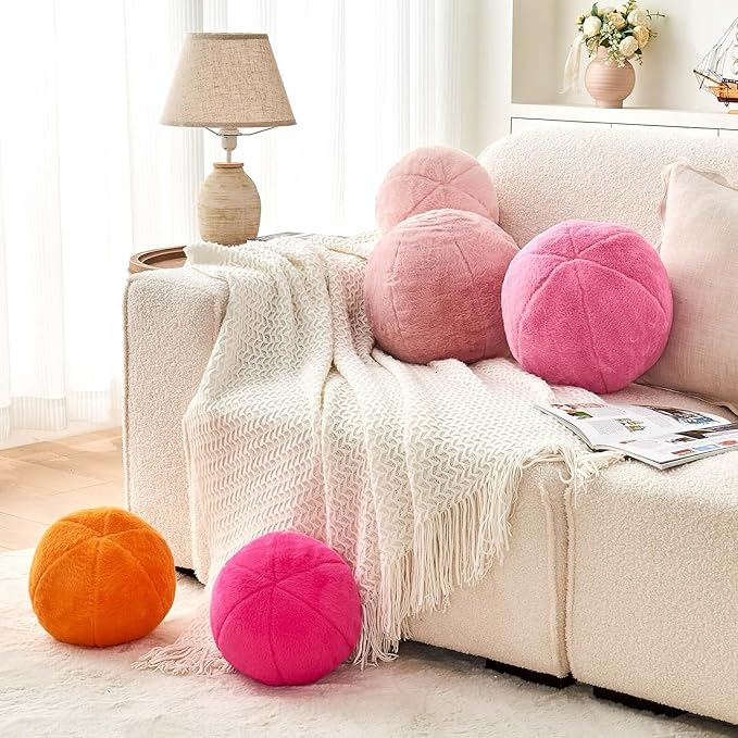Uvvyui Orange Ball Pillow, Ball Shaped Pillow Plush Cushion - Image 5