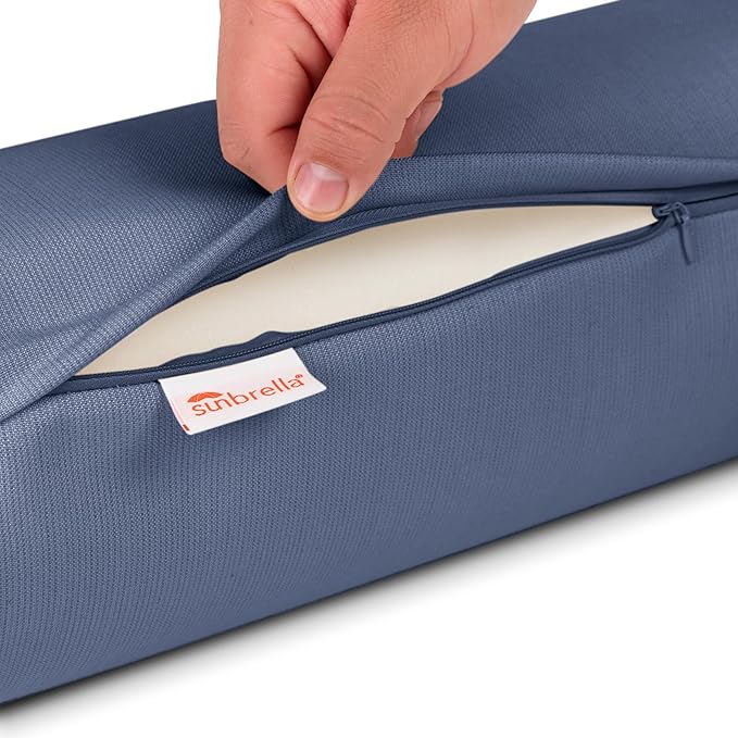 Austin Horn Classics Sunbrella Set of 2 Zippered Neck Bolster Pillow, Made - Image 3