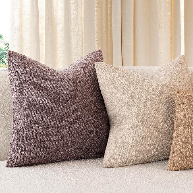 Foindtower Pack of 2 Textured Boucle Throw Pillow Covers Accent Solid - Image 7