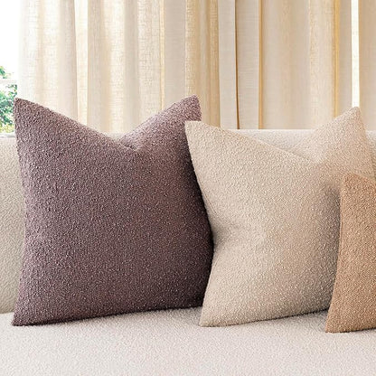 Foindtower Pack of 2 Textured Boucle Throw Pillow Covers Accent Solid - Image 7