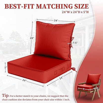 Outdoor Seat Cushion Set 24 L × 24 W × 5 H Inch Waterproof & Fade Resistant - Image 2