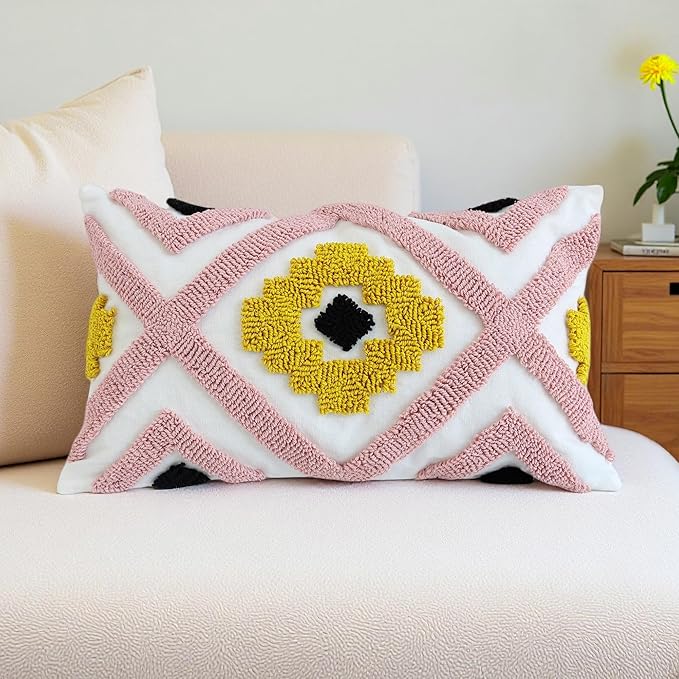 Boho Accent Lumbar Pillow Covers 12x20 by QoBeximPillowCover