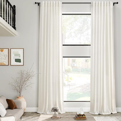 Cream Linen Curtains 168 Inches Long by Nanspring