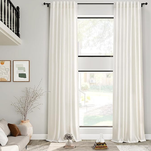 Cream Linen Curtains 216 Inches Long by Nanspring