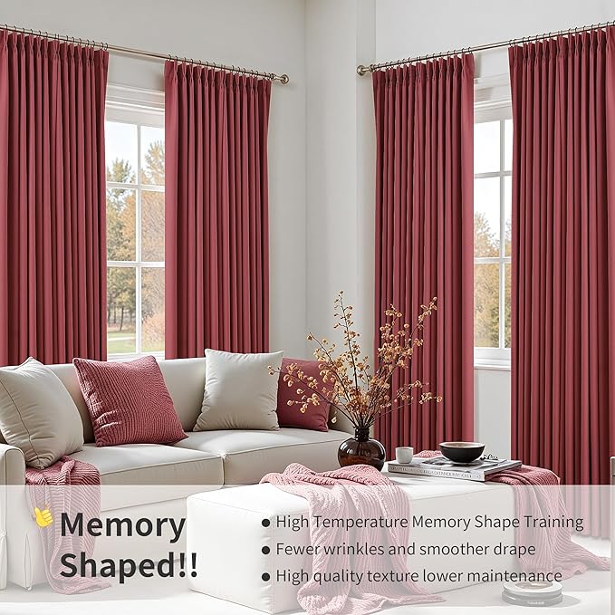 Pinch Pleat Linen 100% Blackout Curtains 90 Inches Long - Image 6