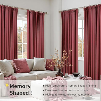 Pinch Pleat Linen 100% Blackout Curtains 90 Inches Long - Image 6
