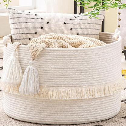 KAKAMAY Large Blanket Basket, Woven Baskets by KAKAMAY