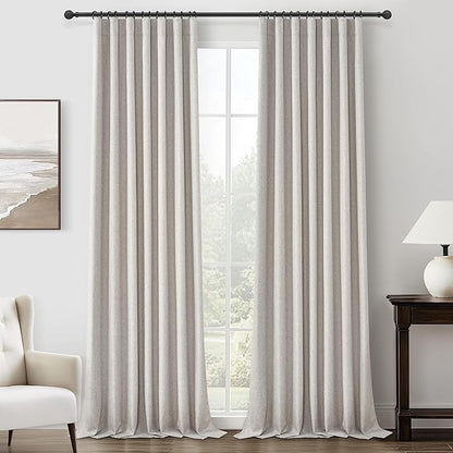 Light Brown Linen Floor to Ceiling Curtains by QJMYDECO