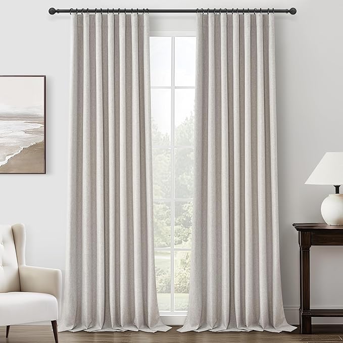 Blackout Extra Long Curtains & Drapes 108 Inches Long 2 Panels Set, Lush Pinch by QJMYDECO