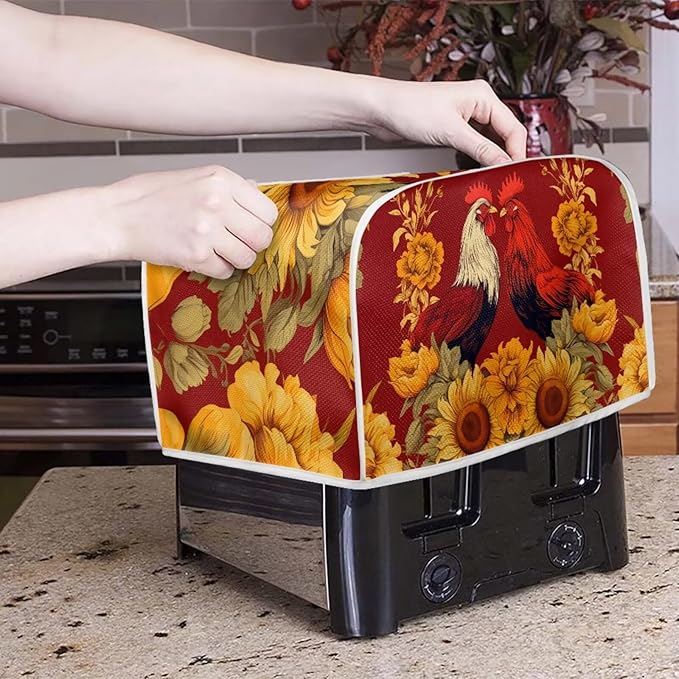Rooster Blender Dust Cover Bread Maker Toaster Cover Sunflower Kitchen - Image 5