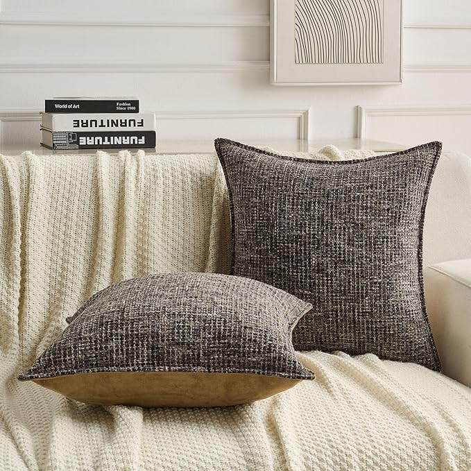 FUTEI Coffee Decorative Throw Pillow Covers 22x22 Inch Set of 4, Soft Chenille - Image 5