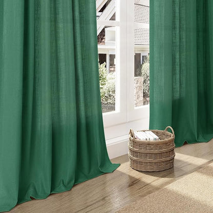 Dark Green Linen Curtains 108 Inches Long - Image 6