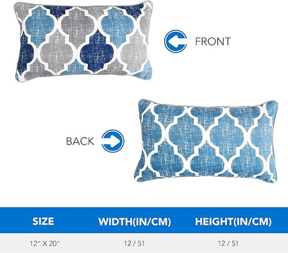 Beauoop Throw Pillowcover Chenille Print Moroccan Geometric 2-Sided Print Blue - Image 4