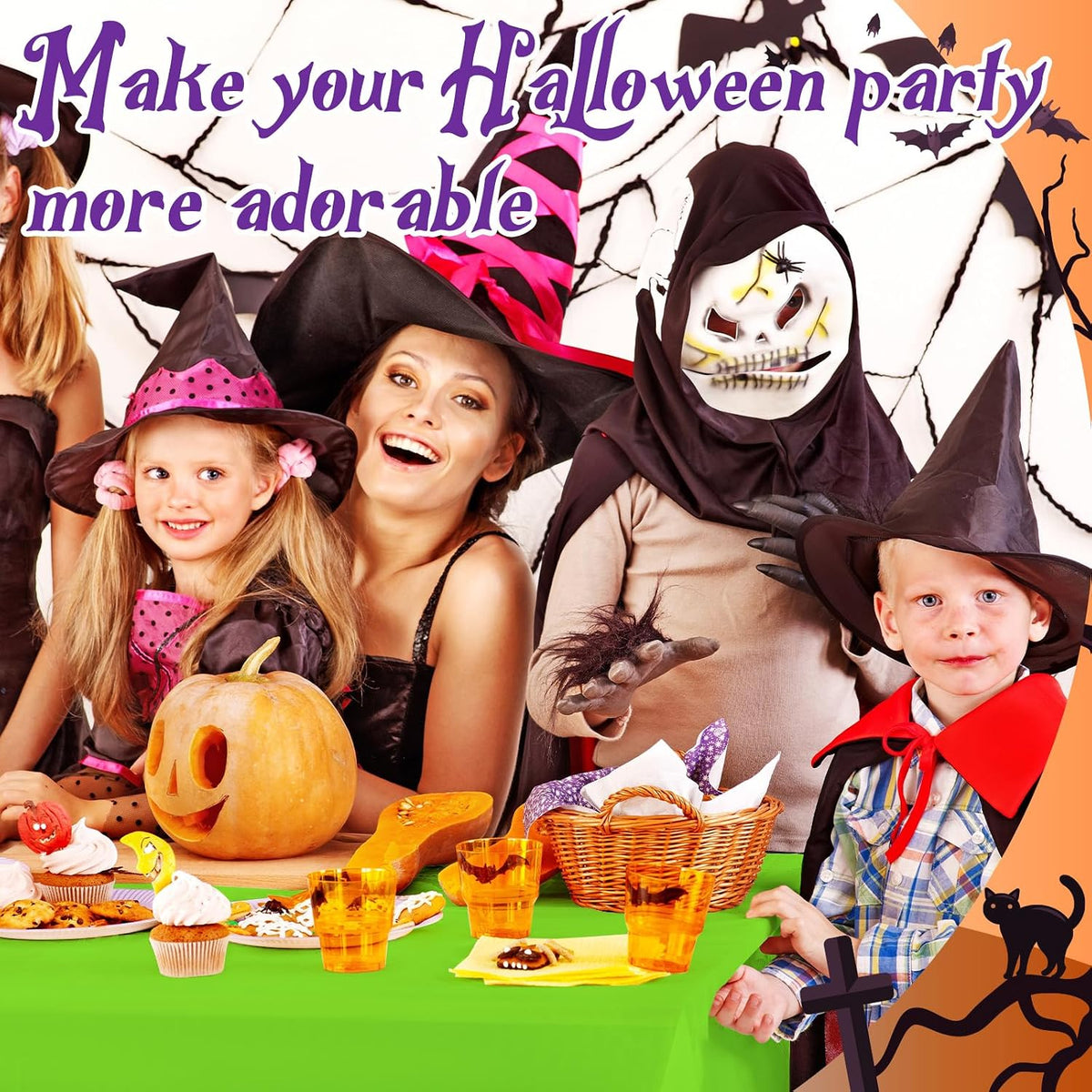 Patelai 24 Pcs Halloween Tablecloth 54"x108", Disposable Rectangle Plastic